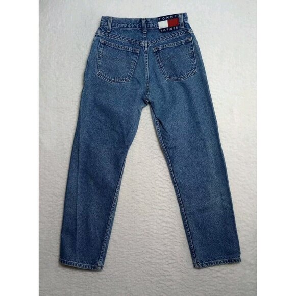 VTG Tommy Hilfiger Denim Mom Jeans Relaxed Fit High Rise Women's 6 Big Flag Logo - Picture 2 of 11